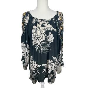 Johnny Was Biya Silk Embroidered Printed Tunic Top Boho Women's Size Medium